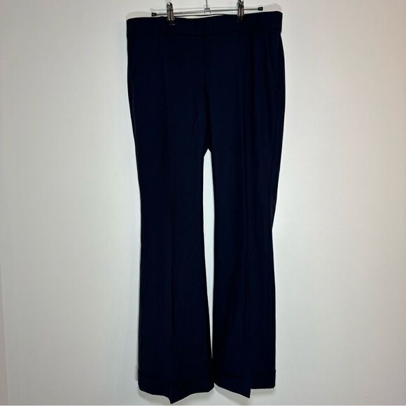Theory Womens Size 10 Navy Blue Wide Leg Trouser Dress Pant Wool *flawed* - Picture 2 of 16